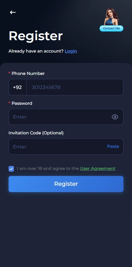 Register on 56MVP Game