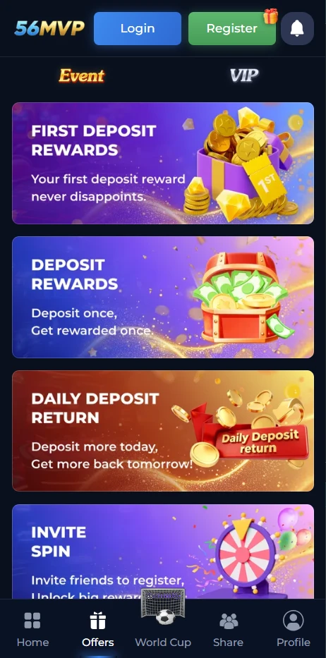 56MVP Game Bonuses and Promotions