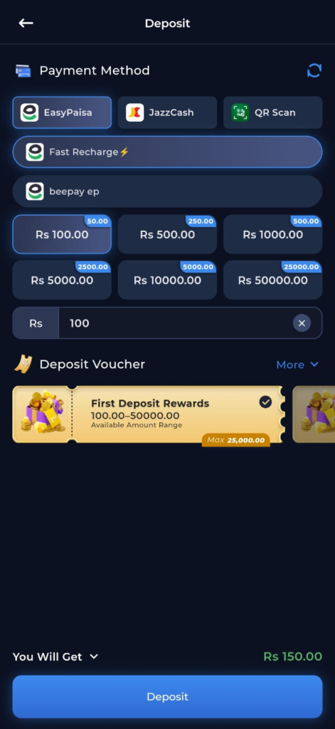 Deposit Money on 56MVP Game